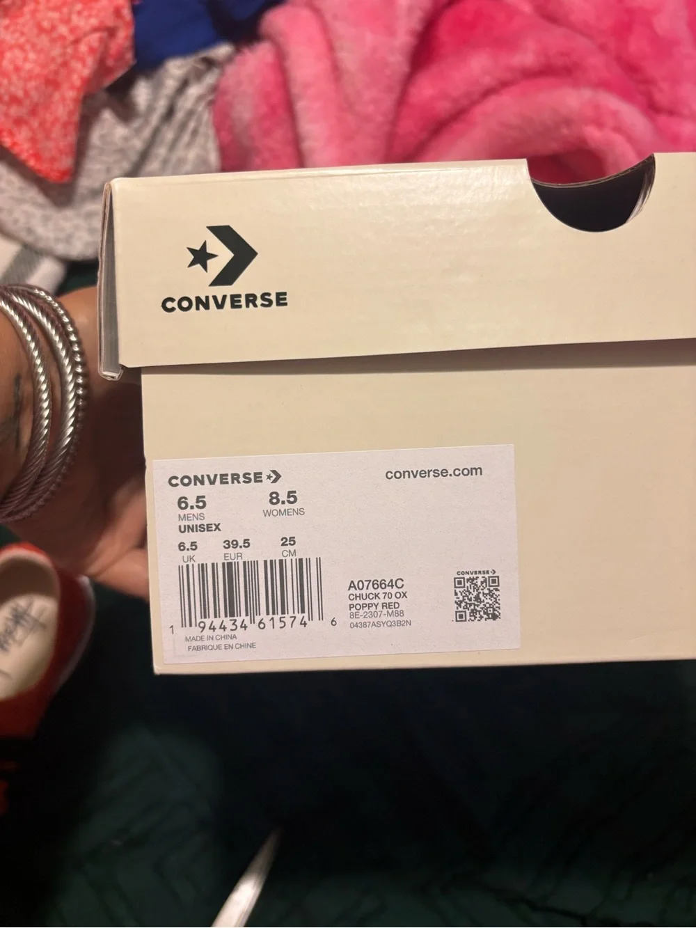 Converse Poppy Red Low Top Sneaker With Box